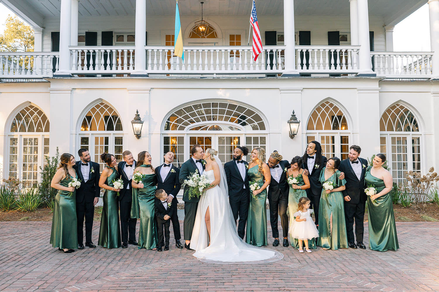 Wedding day at Lowndes Grove overlooking the water